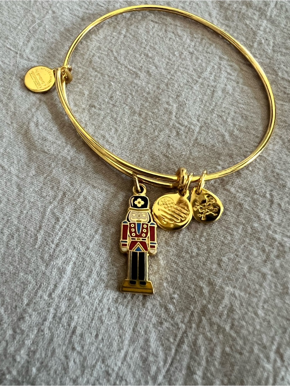 Alex and Ani Gold Nutcracker Charm Bangle with Red and Black Enamel 2018